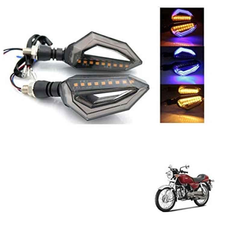 Kozdiko 4 Pcs Bike D Shaped 9 LED Front & Rear Side Turn Signal Indicator Light Set for Hero Splendor Pro Classic