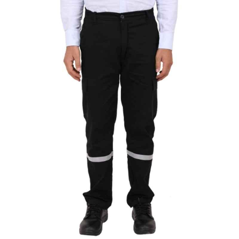 Club Twenty One Workwear Hampton Cotton Black Safety Trouser, 4008, Size: M