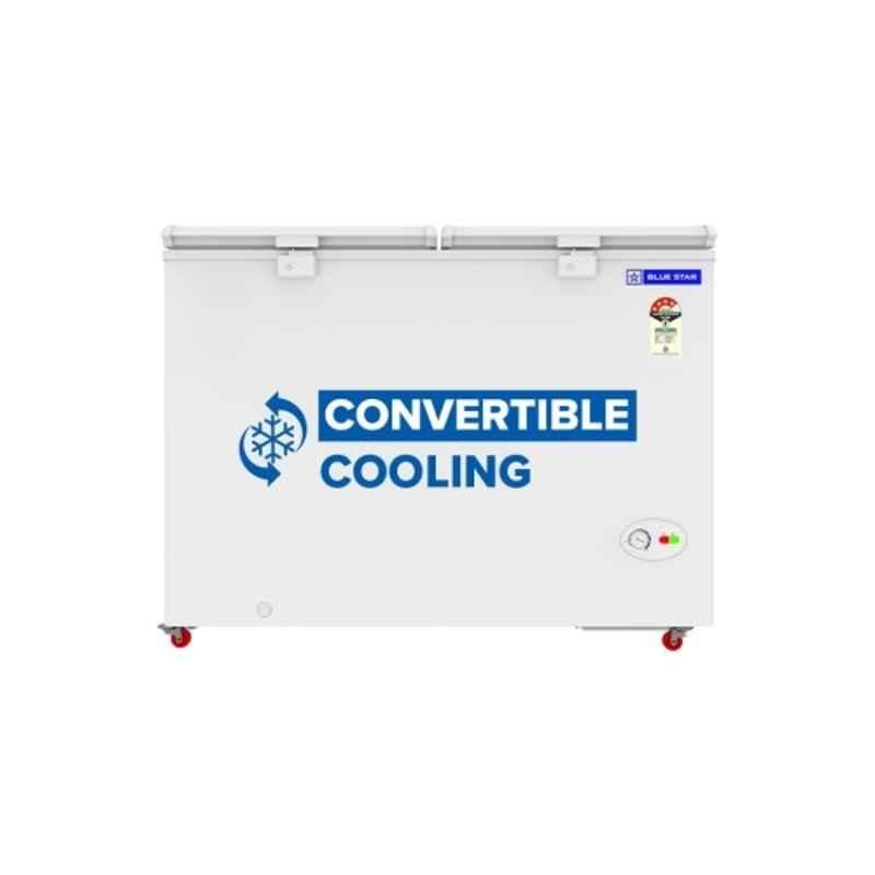 Blue Star 350 Litre 4 Star White Hard Top Double Door Deep Freezer, HT4-N350