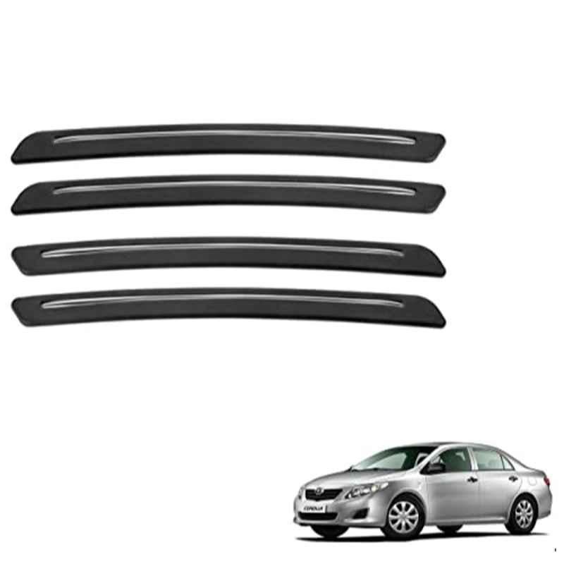 Kozdiko 4 Pcs Rubber Black Car Bumper Protector Set with Chrome Strip for Toyota Old Corolla