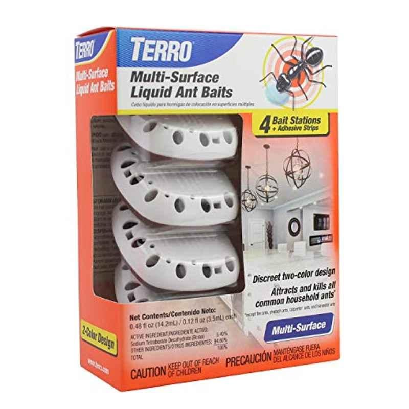 Terro 4Pcs 3.5ml Multi Surface Liquid with Adhesive Strips for Discreet Baiting, T334