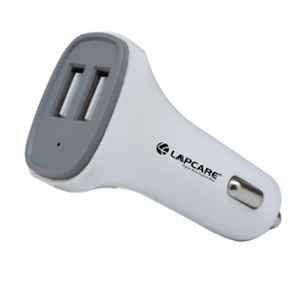 Lapcare 15W White Car Charger with 2 USB Ports, LCC-111