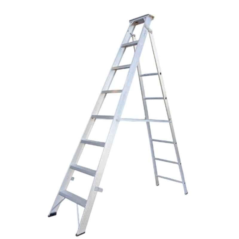 EMAC 8 Step Aluminium Silver Dual Purpose Anti Slip Folding Ladder, EDPL-8