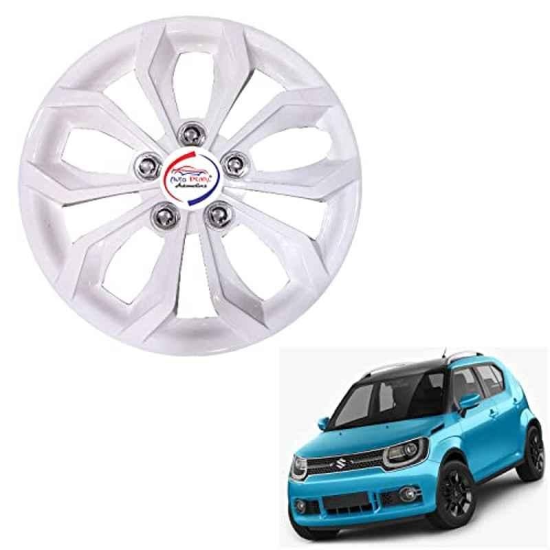 Auto Pearl 4 Pcs 15 inch ABS Pearl White BBR27 Hubcap Wheel Cover Set with Retention Ring for Maruti Suzuki Ignis 2017-2019