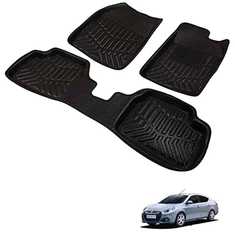 Kozdiko 3D Black Car Foot Mat Set for Renault Scala, dshbdhb287