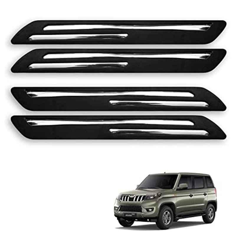 Kozdiko 4 Pcs Rubber Black Double Chrome Strips Car Bumper Protector Guard Set for Mahindra Bolero Neo