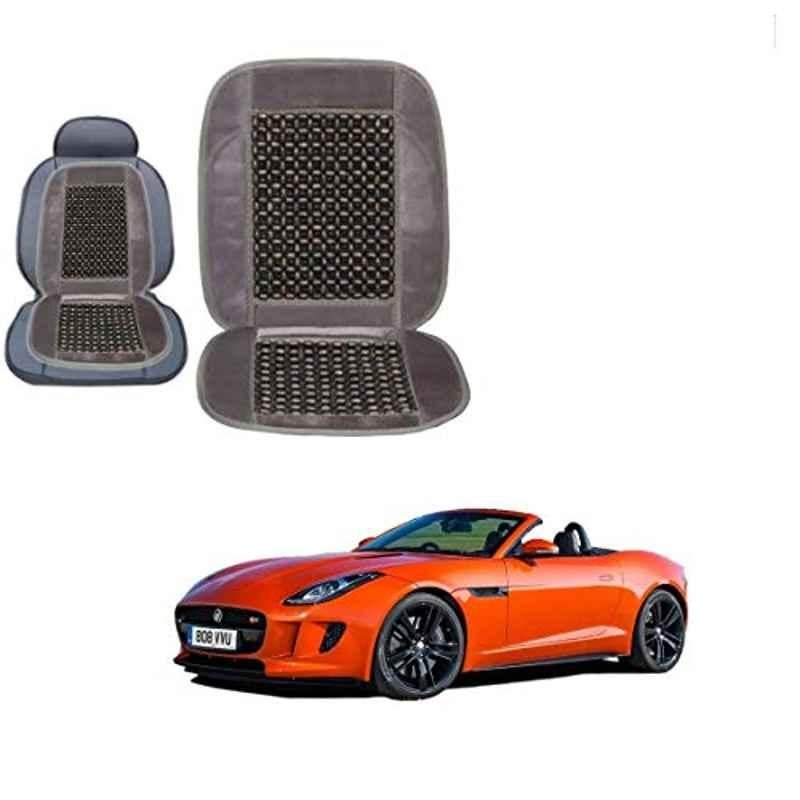 Kozdiko Wooden Bead Seat with Grey Velvet Border for Jaguar F-Type
