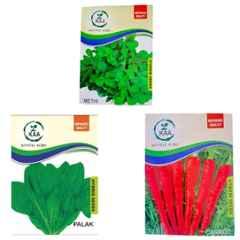 Kuntal Agro 60g 3-in-1 Methi, Palak & Carrot Hybrid Vegetable Seeds Set