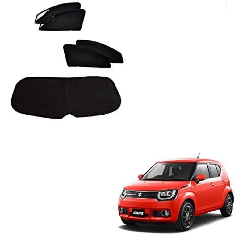 Kozdiko 5 Pcs Mesh Black Magnetic Zipper Window & Rear Car Sun Shades Set for Maruti Suzuki Ignis, Koz-77548
