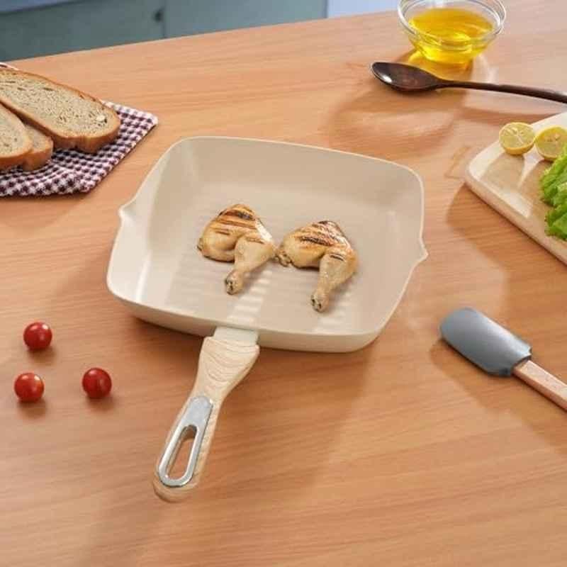 Cookaid Velora 24cm Aluminium Olive Green Non Stick Ceramic Coated Grill Pan, CKD-CC-GP24-38