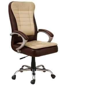 Newturn Saturn Faux Leather High Back Ergonomic Revolving Office Chair with Jute Fabric Orthopaedic Cushion