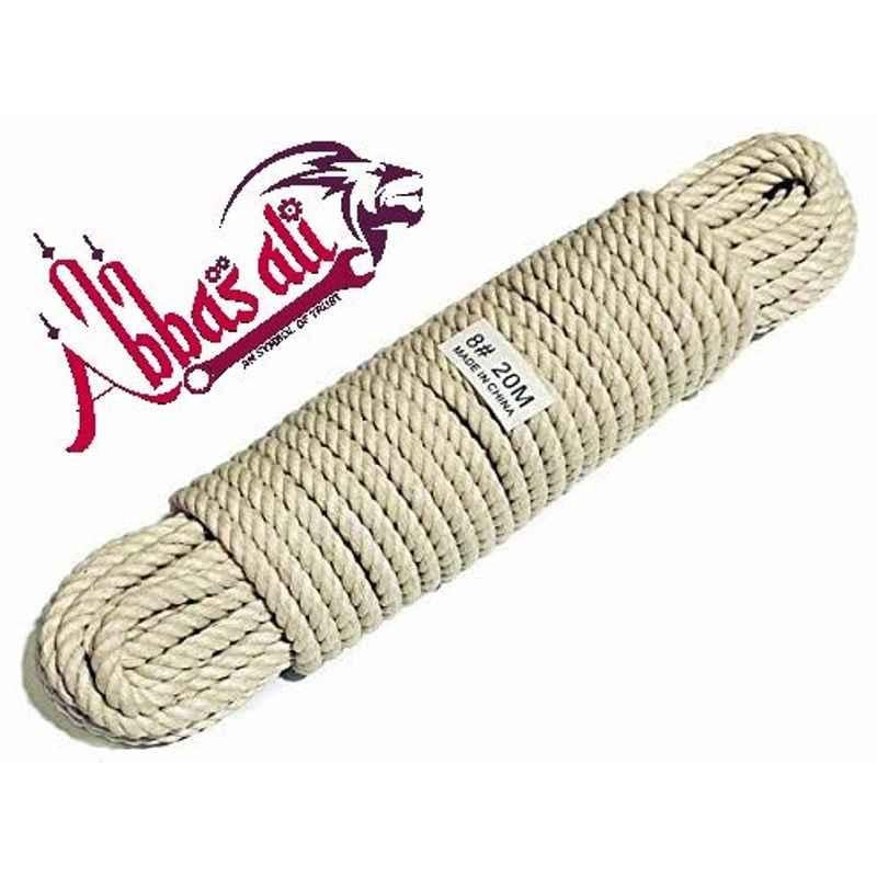 Abbasali 8mmx20m Cotton Twisted Cord Lashing Rope