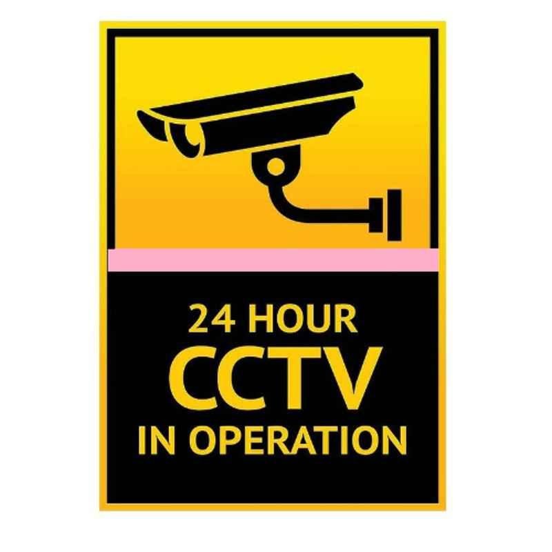 Color World Express Vinyl Self Adhesive 24hrs CCTV in Operation Signage Sticker with Both Side Laminated