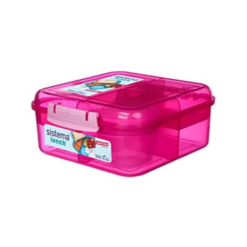 Sistema 1.25L Plastic Pink Bento Cube Lunch Box, 41685