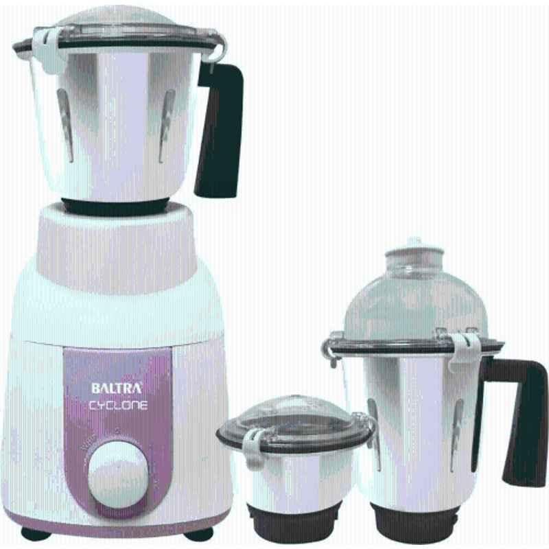 Baltra Cyclone ABS 1000W White & Purple Mixer Grinder with 3 Stainless Steel Jars, BMG-208