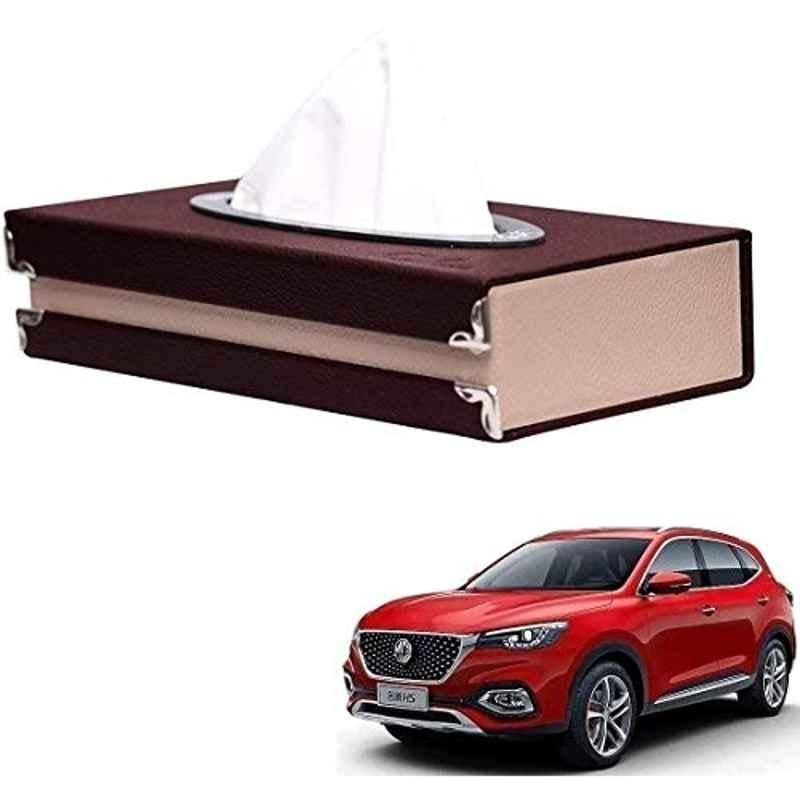 Kozdiko 100 Pulls PU Leather Brown Car Tissue Paper Box with 200 Sheets for MG Hector