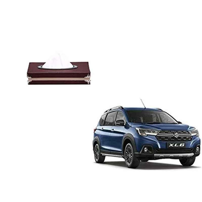 Kozdiko Brown Leatherite Tissue Paper Dispenser Box Maroon Color with 200 Sheets for Maruti Suzuki XL6