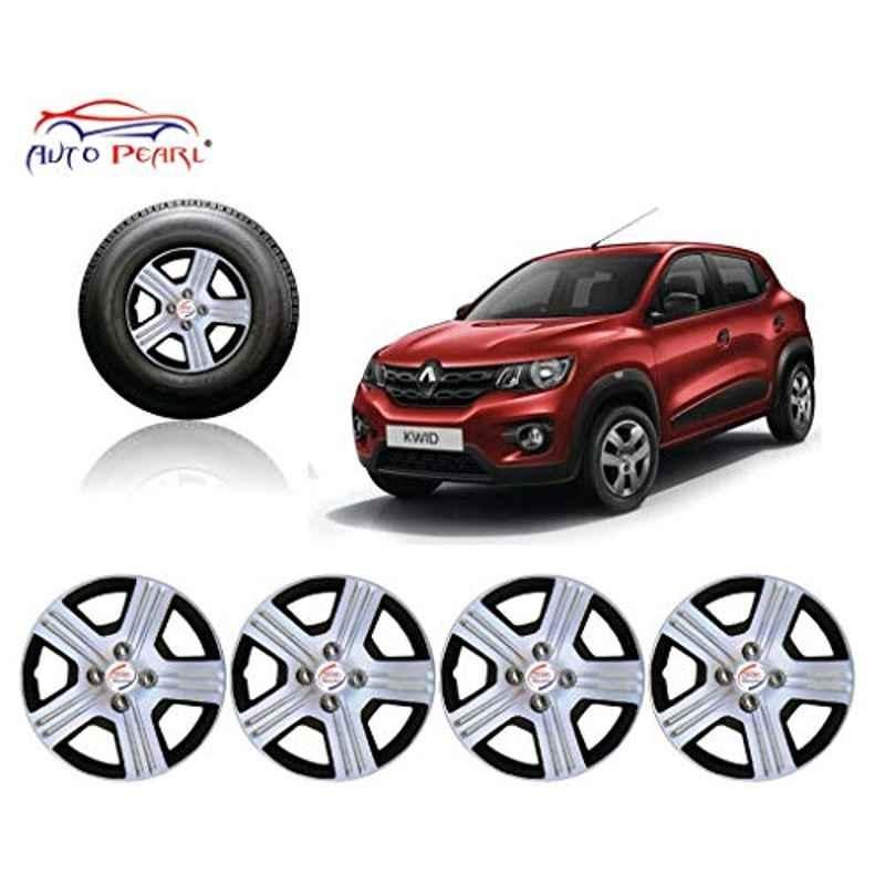 Auto Pearl 4 Pcs 14 inch Silver & Black Car Wheel Cover Set for Renault Kwid
