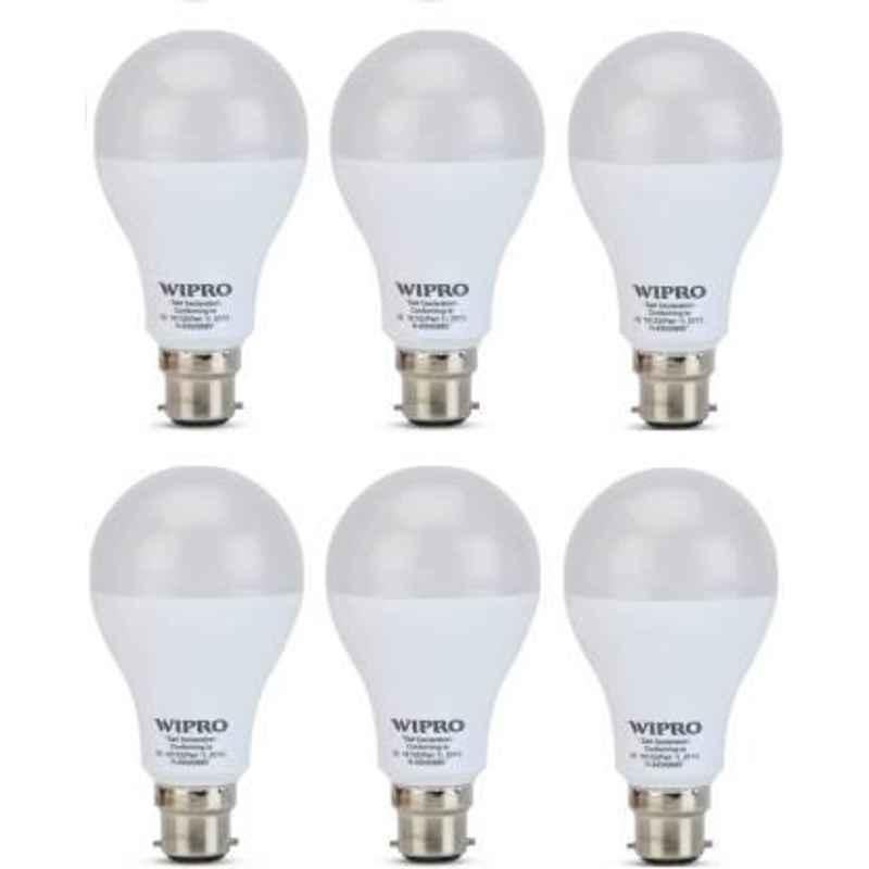 Wipro 12W Cool Day White Standard B22 LED Bulb, N12002 (Pack of 6)