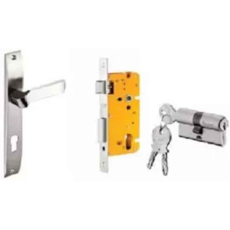 Dorset ML Series Hale 60mm Stainless Steel Silver Chrome Finish Door Handle Lock Set with Both Side Key Cylinder