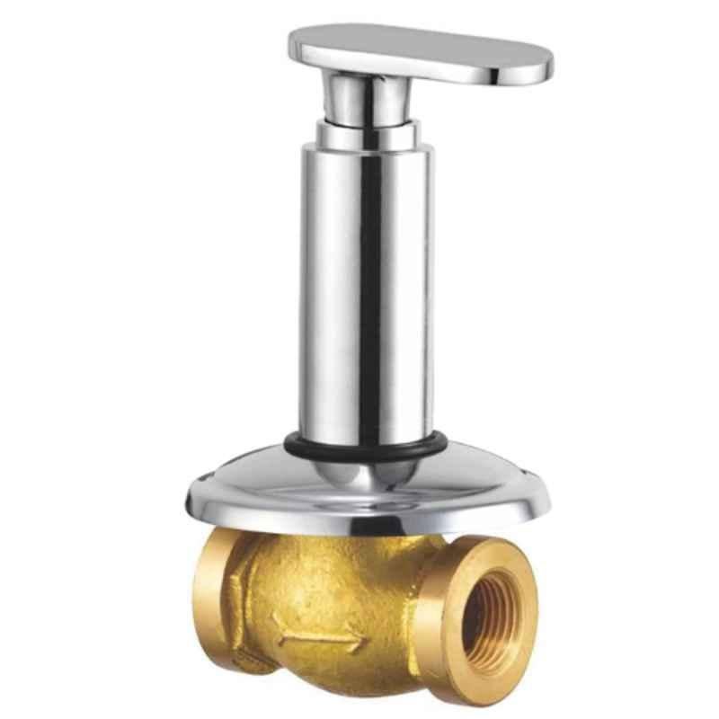 Drizzle Solo 3/4 inch Brass Chrome Finish Heavy Duty Quarter Turn Concealed Stop Cock