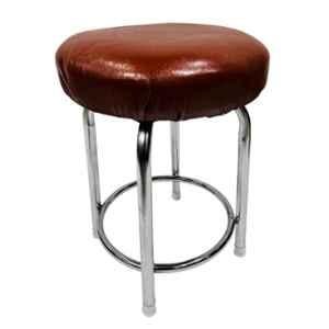 P P Chair Steel Chrome Finish Brown Multipurpose Stool with Cushion Seat