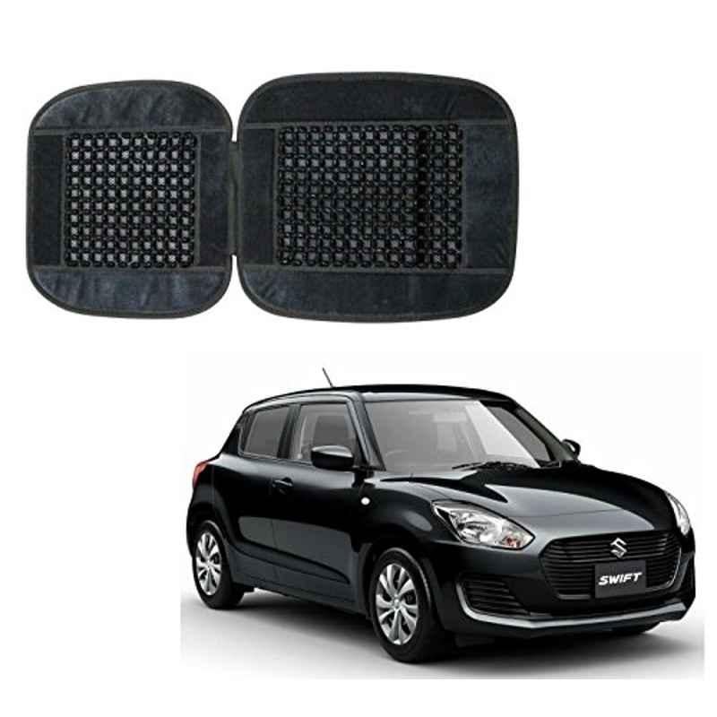 Kozdiko Car Wooden Bead Seat Cover Cushion with Grey Velvet Border for Maruti Suzuki Swift 2018