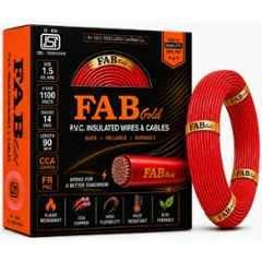 Fabgold 1.5 Sqmm Red FR PVC Multi Strand Electrical Wire, FABGOLD13, Length: 90m