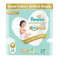 Pampers 20 Pcs Premium Care Cottony Softness Baby Diaper Packet, Size: Medium