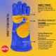 MPS 002 Leather & Cotton Blue Welding Safety Gloves, Size: Free