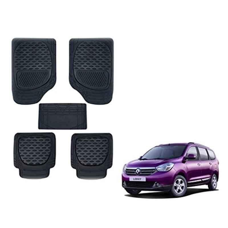 Kozdiko 6255TW 5 Pcs PVC & Rubber Black Car Mat Set for Renault Lodgy