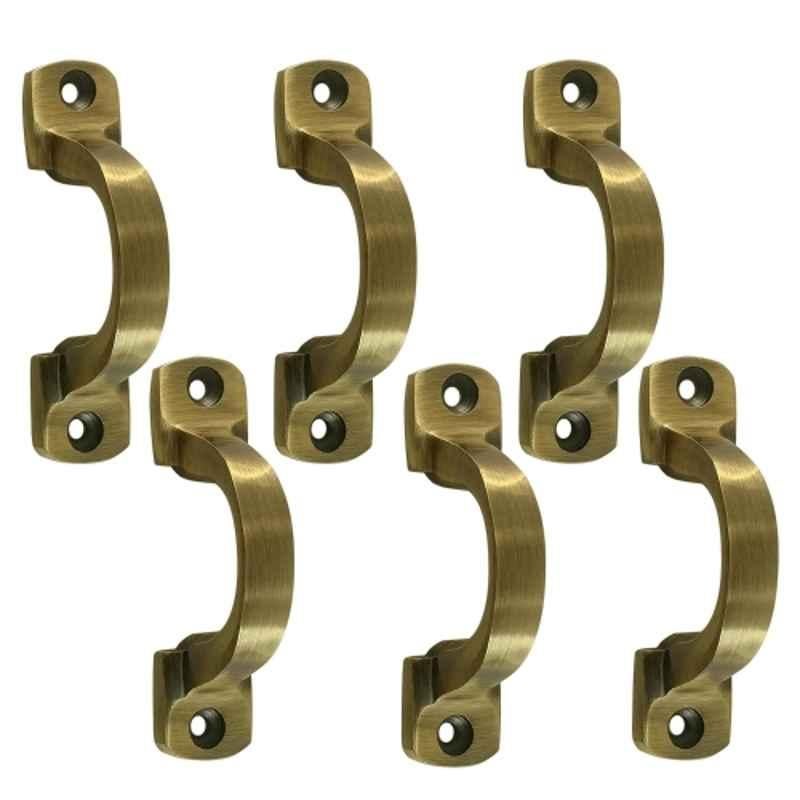 Mix & Match Victorian 3 inch Cast Iron Brass Antique Finish Cabinet Pull Handle for Wardrobe, Cupboard & Window (Pack of 6)