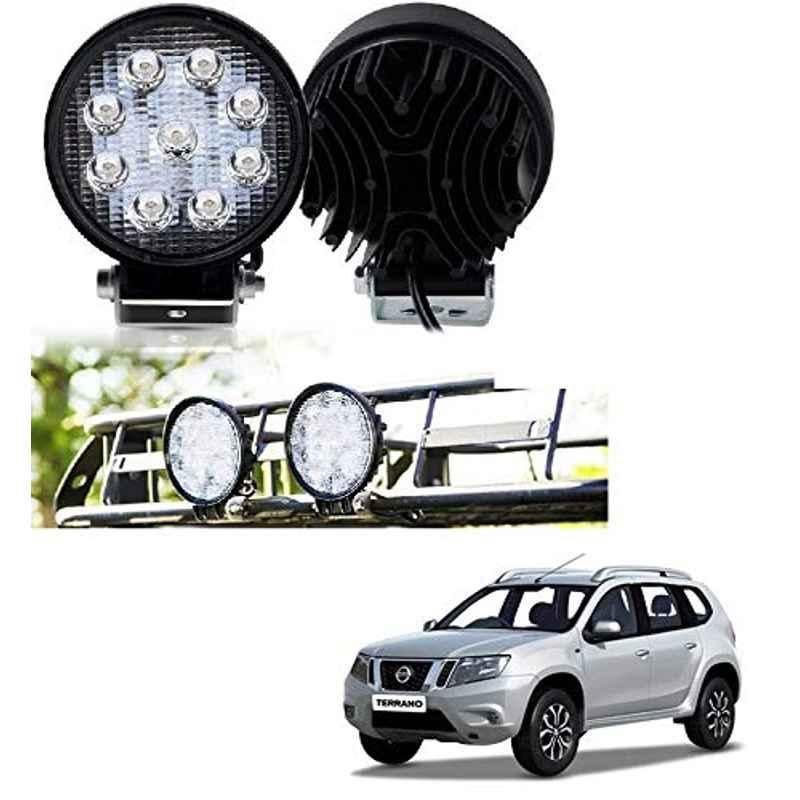 Kozdiko 2 Pcs 27W 4 inch 9 LED Waterproof Round White Fog Light Set with Mounting Brackets for Nissan Terrano, kozd_20009