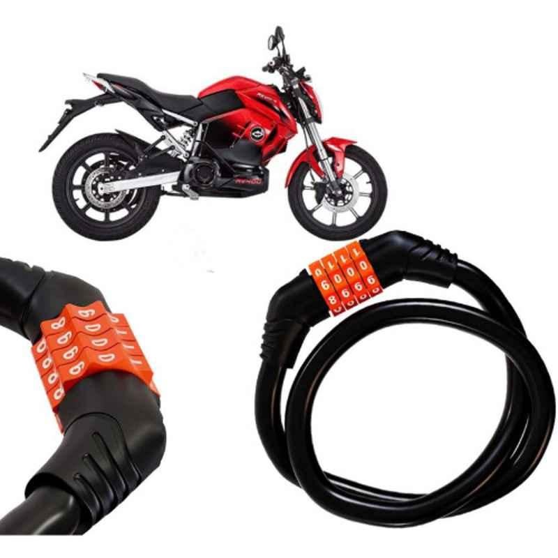 Auto Pearl Black & Orange 4 Digit Anti-Theft Combination Number Lock for Motors RV 400
