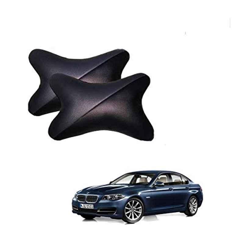Kozdiko 2 Pcs Memory Foam Grey & Black Car Neck Rest Cushion Pillow Set for BMW 5 Series