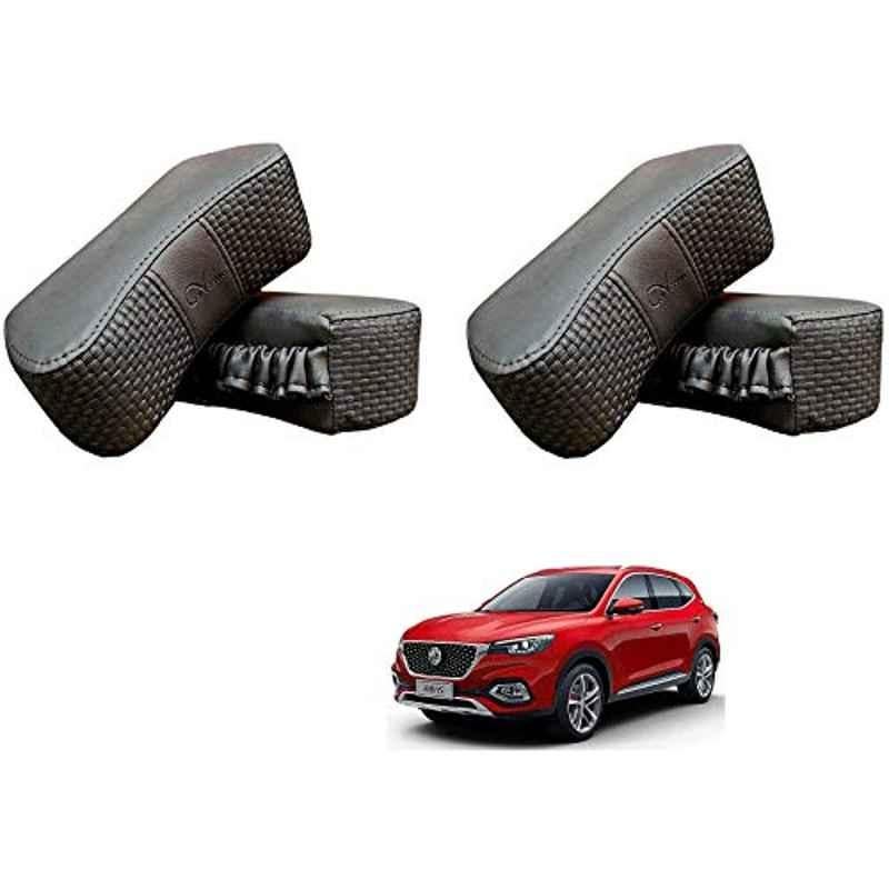 Kozdiko 4 Pcs CV Designer Grey Leatherite Neck Rest Car Cushion Pillow Set for MG Hector