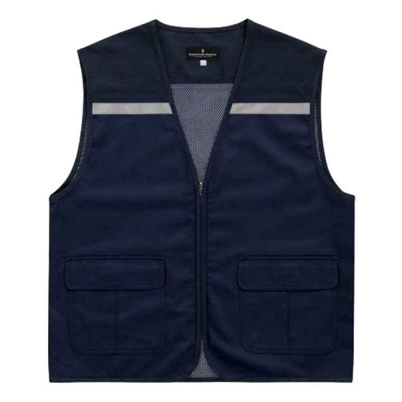 Superb Uniforms Cotton Navy Single Tone Industrial Safety Jacket, SUW/N/HVVJ03, Size: M