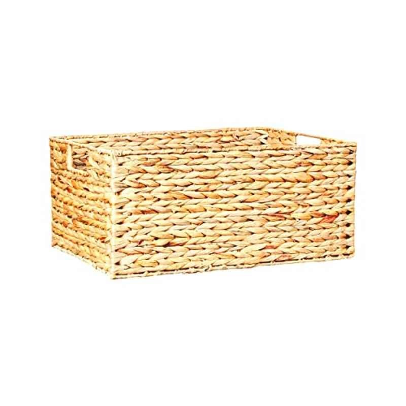 Homesmiths 44x30x20cm Natural Water Hyacinth Bin with Handle, 706591, Size: Large