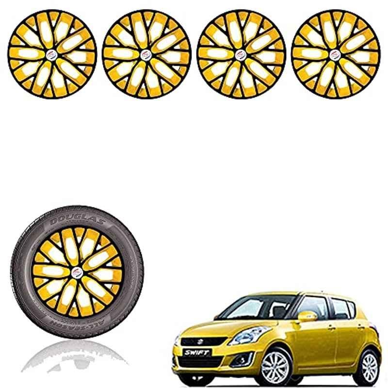 Auto Pearl 14 inch ABS Black & Yellow Press Type Car Hub Cap Wheel Cover for Swift Type 4