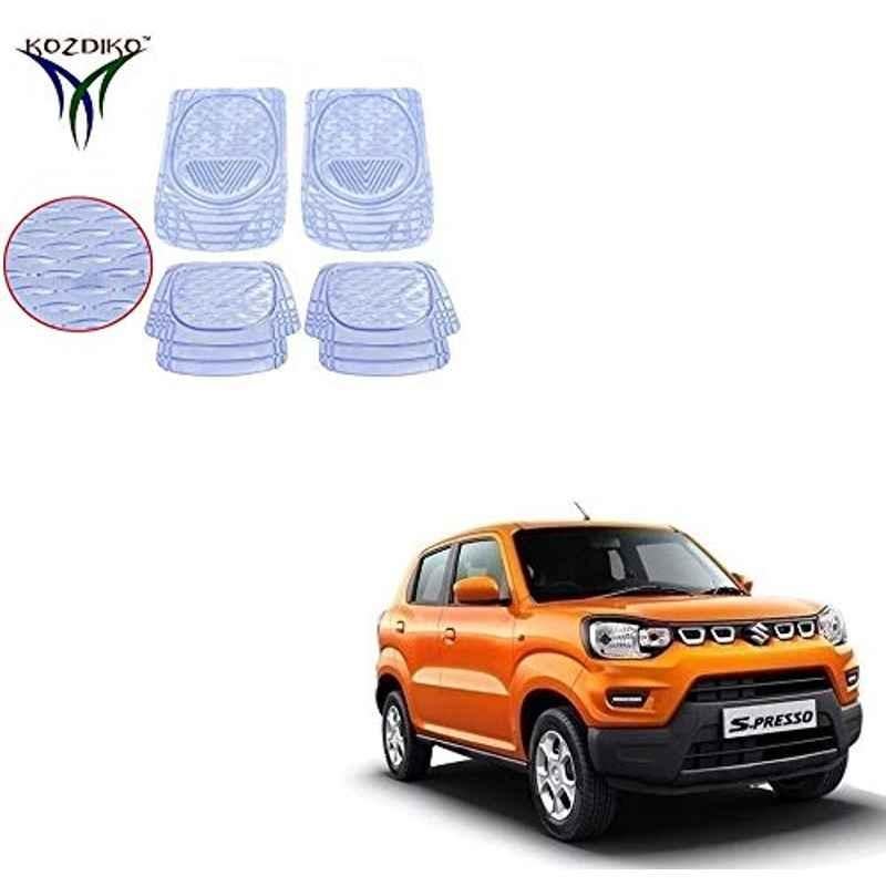 Kozdiko 4 Pcs 6204 PVC & Rubber Clear Car Foot Mat Set for Maruti Suzuki S-Presso
