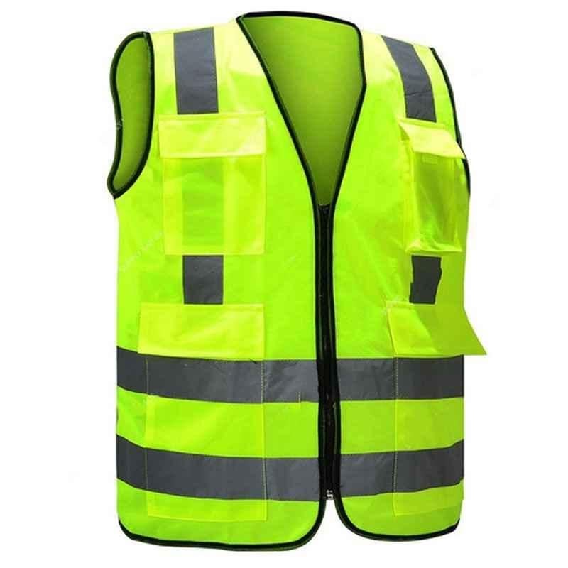 Empiral Bright E108083124 100% Polyester Fluorescent Yellow Safety Vest with Backside Cross Reflective, Size: 2XL