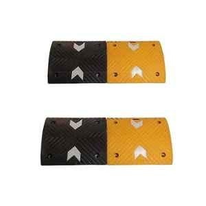 Kunplast 4 Pcs 50mm 2m Rubber Black & Yellow Speed Breaker Set with Heavy Duty Load Capacity, SPB1
