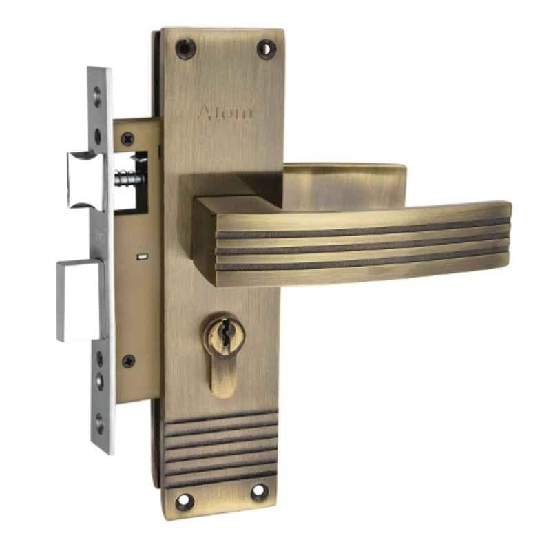 ATOM 8 inch Alloy Steel Brass Antique Finish Mortise Door Lock Set, MH-O31-CY-BA-BSK