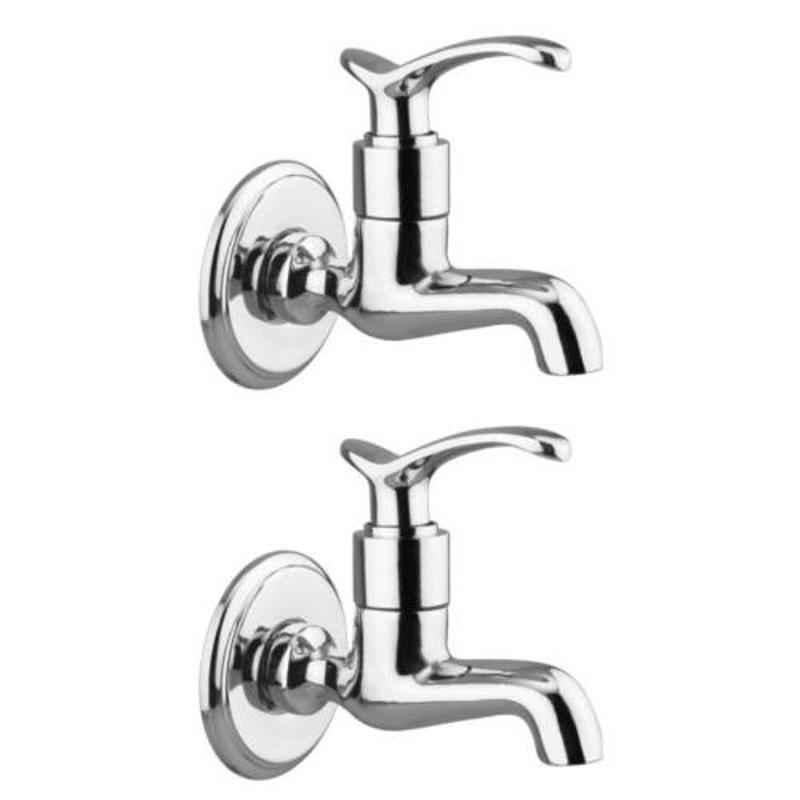 Drizzle Duck 2 Pcs Brass Chrome Finish Silver Bib Cock Set, ABIBDUCK2