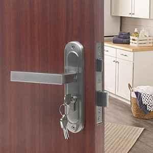 Saze Stainless Steel Matt Finish Cylinder Plate Both Side Key Mortise Door Lock Set with 3 Keys, LB-201