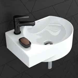 Plantex 17x12x6 inch Ceramic Wall Hung Basin/Washbasin for Bathroom/Wall Mount Corner Wash Basin with 10 Years Warranty