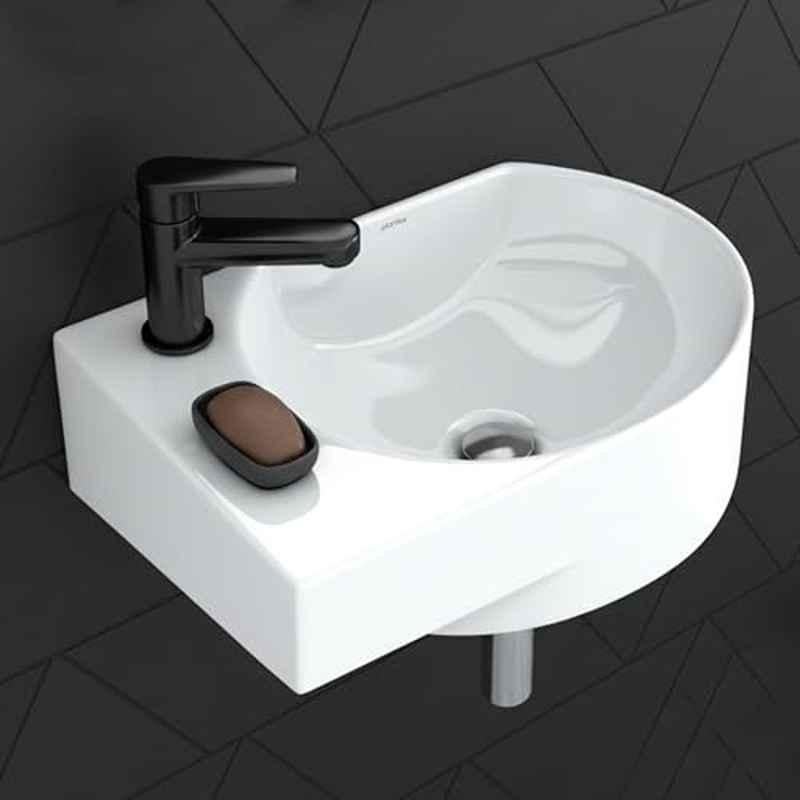 Plantex 17x12x6 inch Ceramic Wall Hung Basin/Washbasin for Bathroom/Wall Mount Corner Wash Basin with 10 Years Warranty