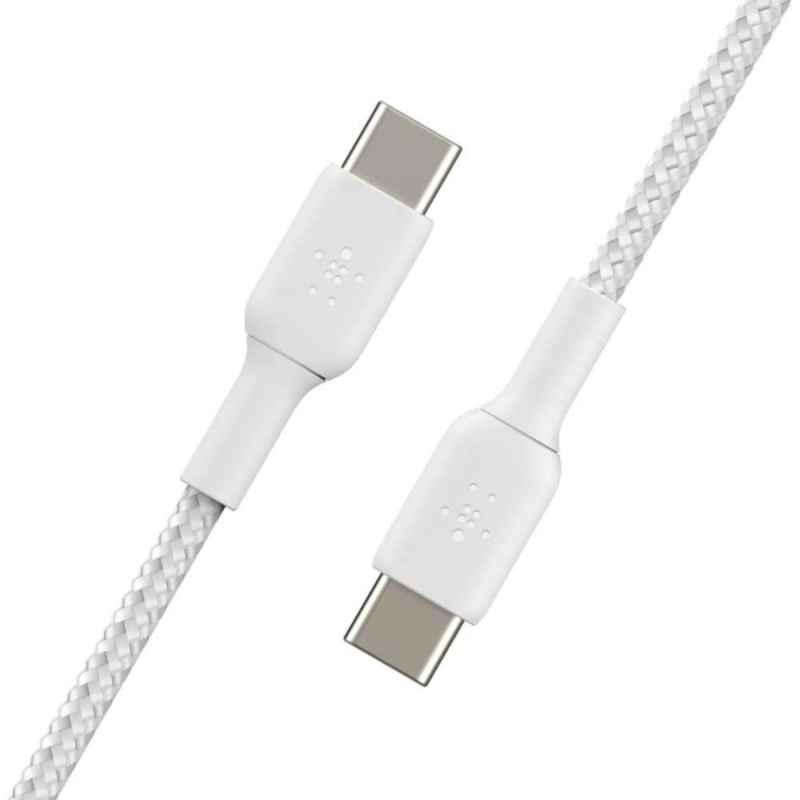 Belkin 3m Nylon White USB-C to USB-C 2.0 Braided Cable, BKN-CAB014BT3MWH