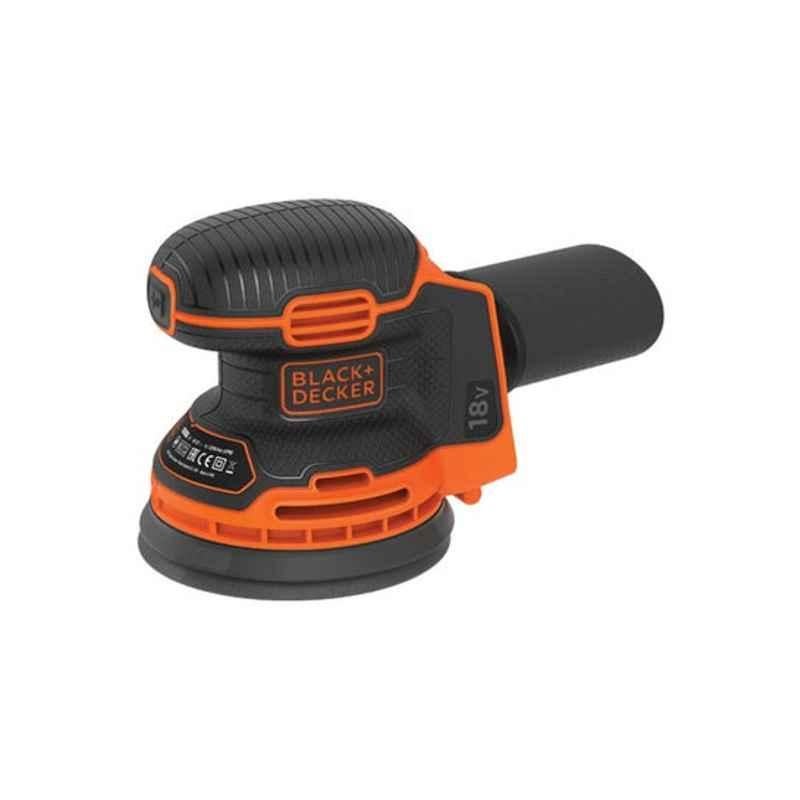 Black & Decker 18V 13mm Orange & Black Cordless Random Orbit Sander with Dust Collector, BDCROS18N-XJ