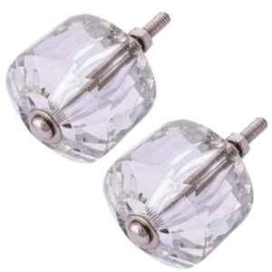 Atom 1.25 Inch Clear Handmade Glass Drummer Cabinet Door knob (Pack of 2)